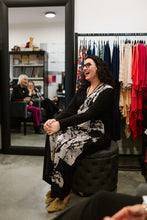 Load image into Gallery viewer, ALEXIS Crossover with Side Splits in Black Allure with Winter Scape