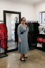 Load image into Gallery viewer, ALEXIA Crossover A-Line Dress in Green Petals