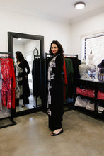 Load image into Gallery viewer, ALEXIS Crossover with Side Splits in Black Allure with Winter Scape