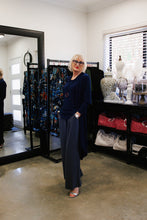 Load image into Gallery viewer, AMARIS Longline Jacket in Navy Blue Allure