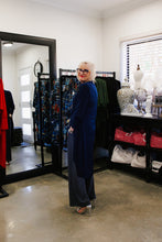 Load image into Gallery viewer, AMARIS Longline Jacket in Navy Blue Allure