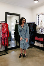 Load image into Gallery viewer, ALEXIA Crossover A-Line Dress in Green Petals