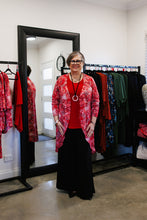 Load image into Gallery viewer, AMARIS Longline Jacket in Red Flora, Lined in Red Allure