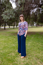 Load image into Gallery viewer, LUCIA Shaped Top in Navy Autumn Leaves