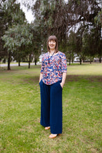 Load image into Gallery viewer, LUCIA Shaped Top in Navy Autumn Leaves