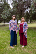 Load image into Gallery viewer, AMARIS Longline Jacket in Navy Autumn Leaves