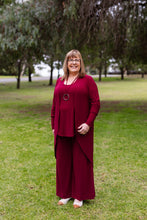 Load image into Gallery viewer, AQUILA Wide Leg Pant in Wine Allure