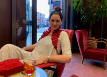 Load image into Gallery viewer, Ruffle Clutch in Red Shimmer