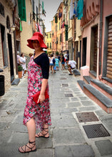 Load image into Gallery viewer, ATHENA Grecian Dress in Blurred Roses Silk