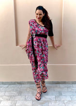 Load image into Gallery viewer, ATHENA Grecian Dress in Blurred Roses Silk