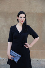 Load image into Gallery viewer, Ruffle Clutch in Soft Black Linen