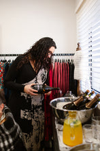 Load image into Gallery viewer, ALEXIS Crossover with Side Splits in Black Allure with Winter Scape
