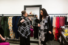 Load image into Gallery viewer, CAPE in Black &amp; White Plaid

