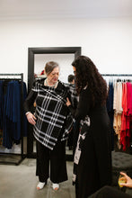 Load image into Gallery viewer, CAPE in Black &amp; White Plaid
