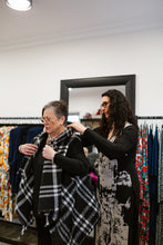 Load image into Gallery viewer, CAPE in Black &amp; White Plaid
