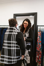 Load image into Gallery viewer, CAPE in Black &amp; White Plaid
