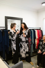 Load image into Gallery viewer, ALEXIS Crossover with Side Splits in Black Allure with Winter Scape
