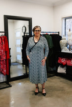 Load image into Gallery viewer, ALEXIA Crossover A-Line Dress in Green Petals
