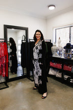 Load image into Gallery viewer, ALEXIS Crossover with Side Splits in Black Allure with Winter Scape
