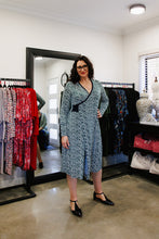 Load image into Gallery viewer, ALEXIA Crossover A-Line Dress in Green Petals
