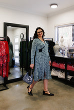 Load image into Gallery viewer, ALEXIA Crossover A-Line Dress in Green Petals
