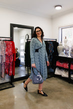 Load image into Gallery viewer, ALEXIA Crossover A-Line Dress in Green Petals
