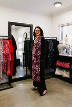 Load image into Gallery viewer, ALEXIS Crossover with Side Splits in Black Allure with Protea
