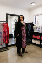 Load image into Gallery viewer, ALEXIS Crossover with Side Splits in Black Allure with Protea
