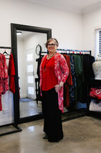 Load image into Gallery viewer, AMARIS Longline Jacket in Red Flora, Lined in Red Allure
