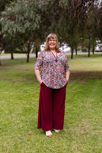 AQUILA Wide Leg Pant in Wine Allure