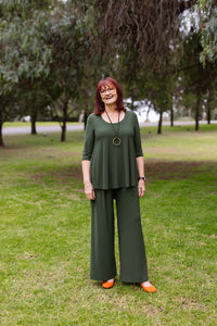 AQUILA Wide Leg Pant in Olive Allure