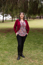 Load image into Gallery viewer, AMALIA Waistline Jacket in Wine Allure, Lined
