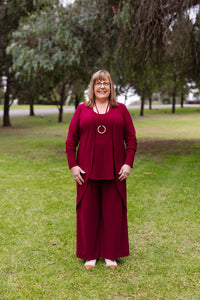 AQUILA Wide Leg Pant in Wine Allure