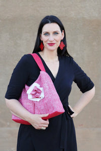Josephene Signature Handbags in Soft Red Linen