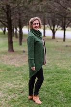 Load image into Gallery viewer, JANESSA Reversible Scarf in Green Wool Blend Boucle with Grey
