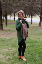 Load image into Gallery viewer, JANESSA Reversible Scarf in Green Wool Blend Boucle with Grey
