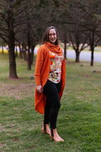 Load image into Gallery viewer, JANESSA Reversible Scarf in Orange Wool Blend Boucle with Taupe
