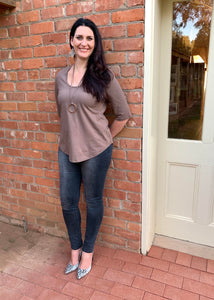 LUCIA Shaped Top in Taupe