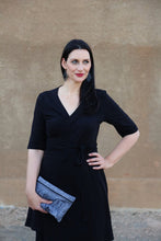 Load image into Gallery viewer, Ruffle Clutch in Soft Black Linen

